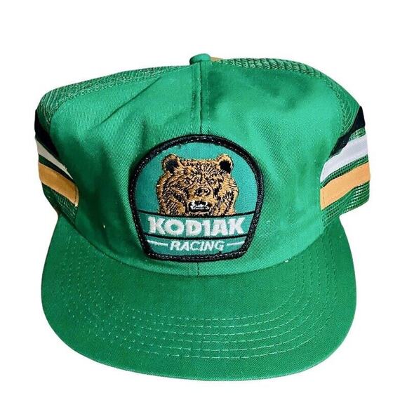 Kodiak Racing 3-Three Stripe Trucker Hat Cap USA Made Patch NASCAR Vintage